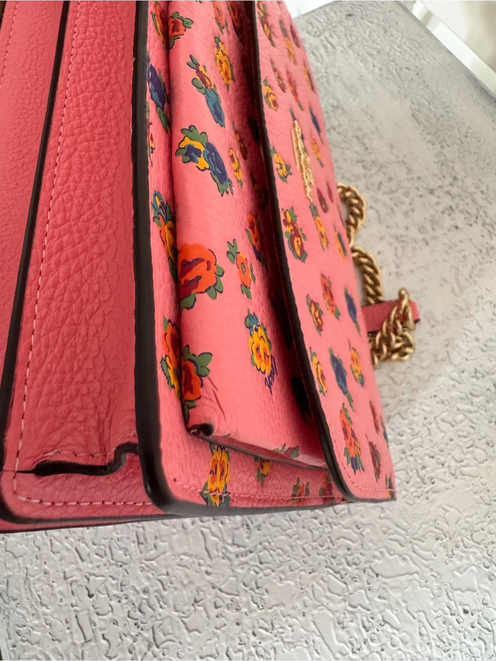Coach Pink Floral Leather Crossbody Shoulder Bag NWT